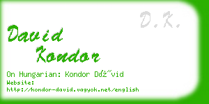 david kondor business card